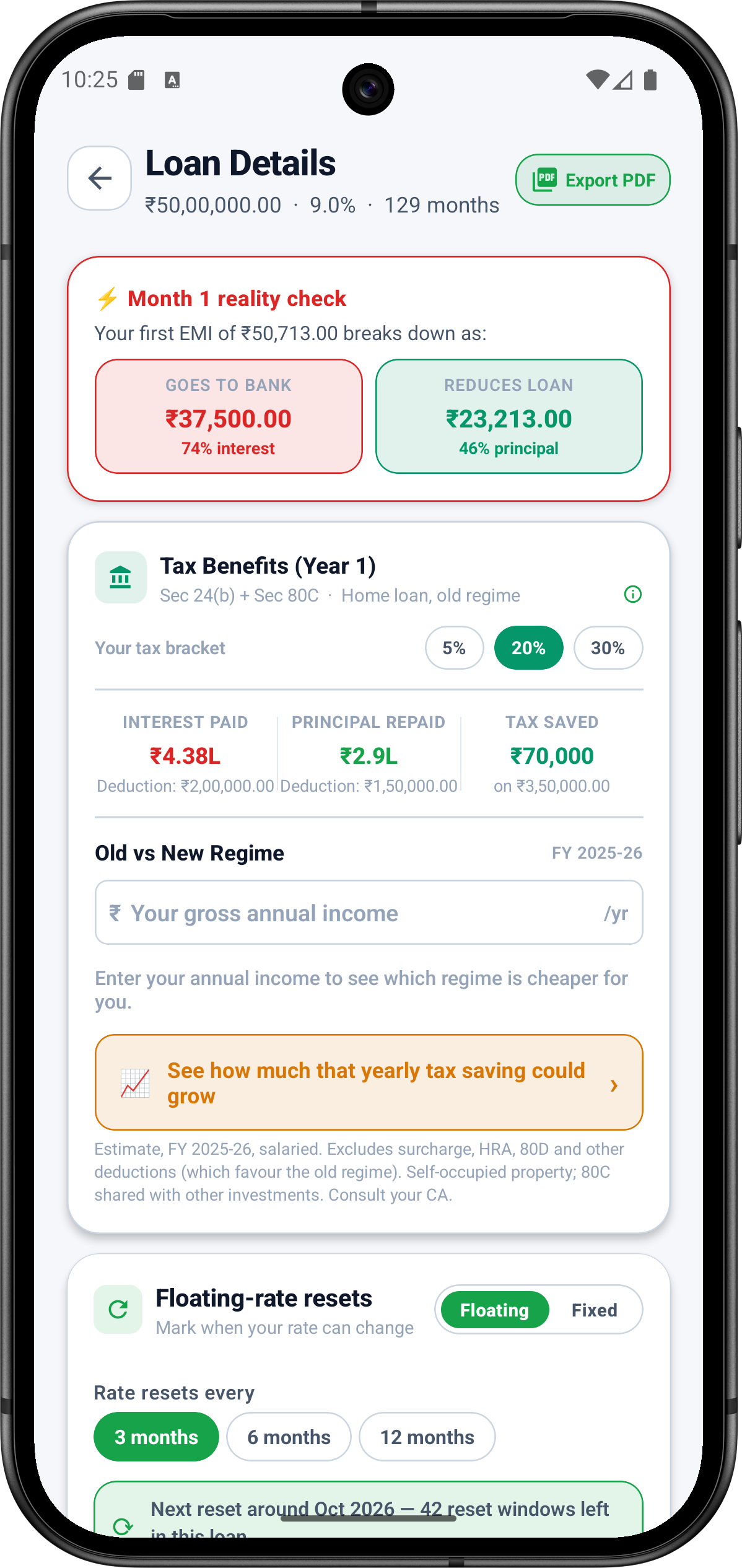 In month one, almost nothing reduces your loan.